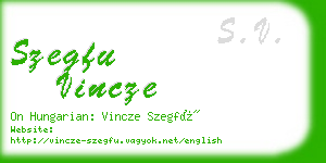szegfu vincze business card